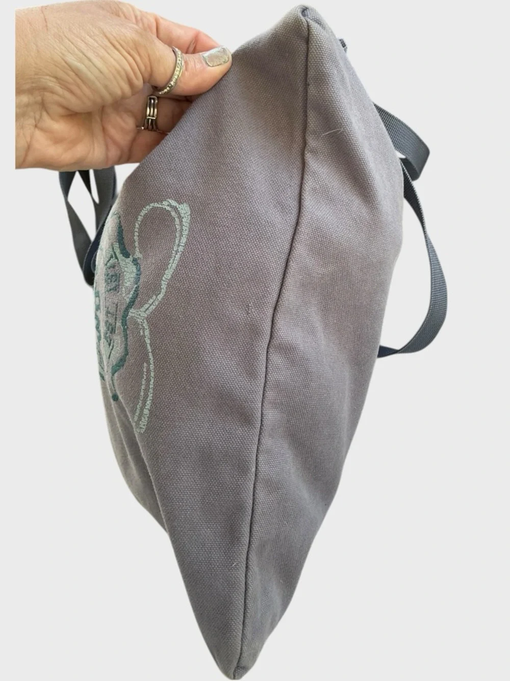 Disney World Backpack Distressed Denim Grey Drawstring Vintage Style Bag